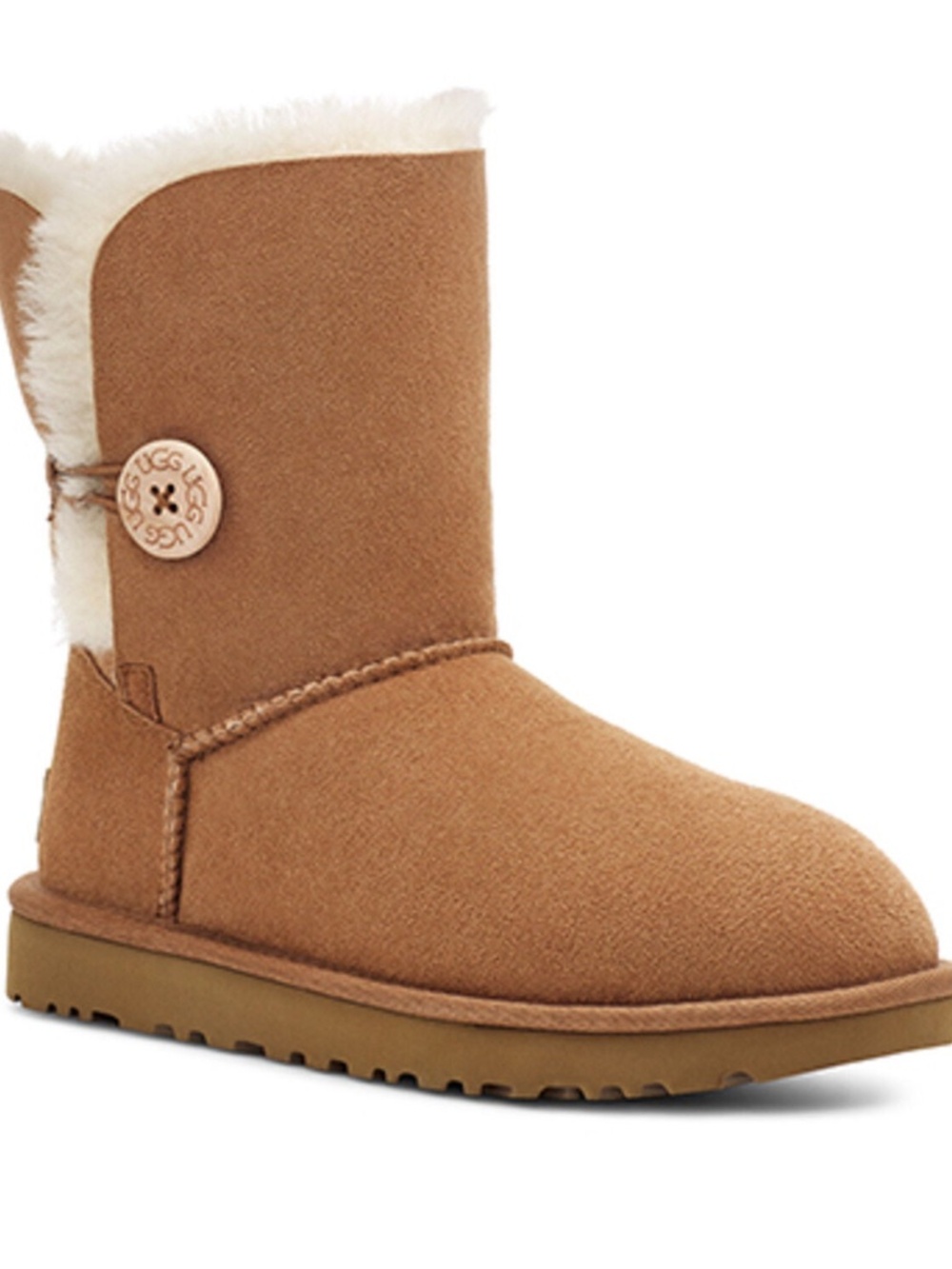 UGG Australia Womens BaileyWooden Logo Button II, Size US 8- Chestnut